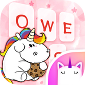 Fluffy White Unicorn Keyboard Theme for Girls icon