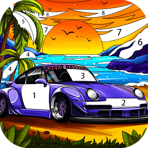 Car coloring book-Hot paint by number game icon
