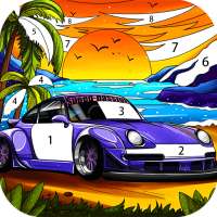 Car coloring book-Hot paint by number game