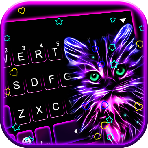 Purple Neon Cat Keyboard Theme icon