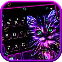 Тема для клавиатуры Purple Neon Cat on 9Apps