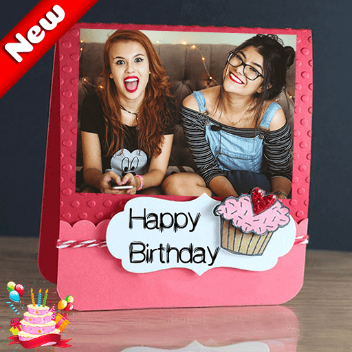 Birthday Greeting Cards Maker: photo frames, cakes icon