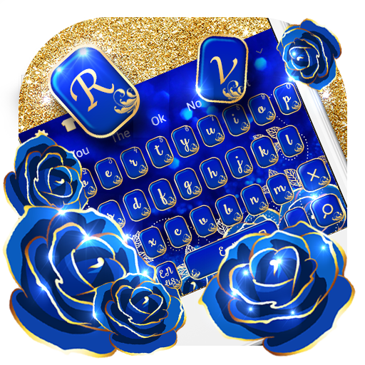 Gold Blue Rose Keyboard icon