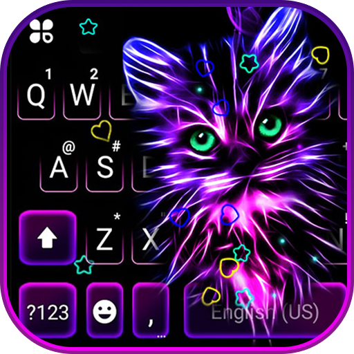 Purple Neon Cat Keyboard Theme icon