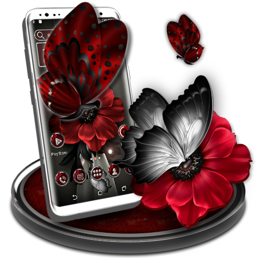 Dark Red Flower Launcher Theme icon