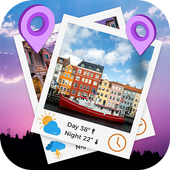 Timestamp Camera with Gps Location and Weather icon