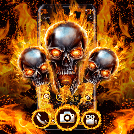 Flaming Fire Skull Theme icon
