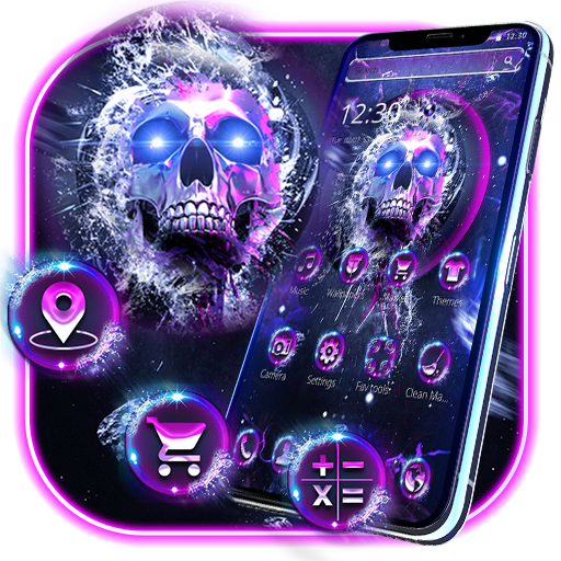 Blue Purple Tech Metallic Skull Theme icon