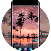 Beach theme vacation sunset happy flower icon