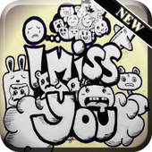 ikon langkah menggambar nama seni doodle