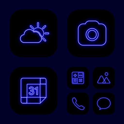 Wow Blue Neon Theme, Icon Pack icon