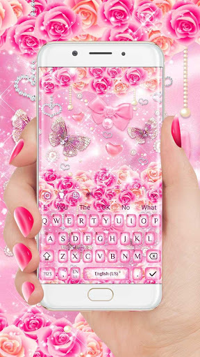 Pink Rose Diamond Keyboard Theme screenshot 1