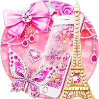Pink Minny Glitter Butterfly Eiffel Theme on 9Apps