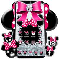 Cute minny pink Bow Silver Diamond Theme on 9Apps