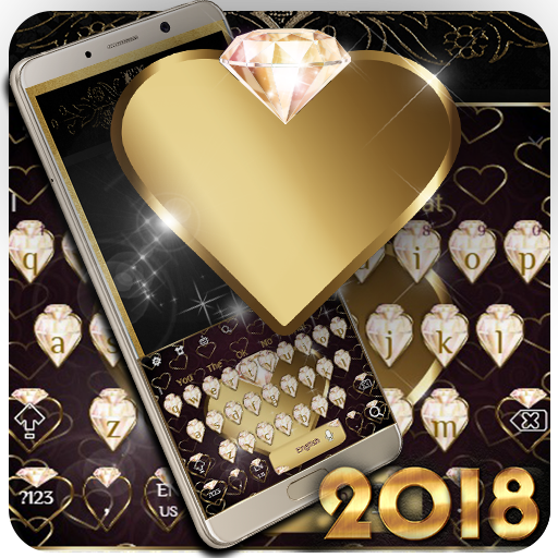 Luxury Gold Heart Diamond Keyboard icon