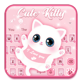 Adorable Pink Cute Cat Keyboard Theme😸 icon