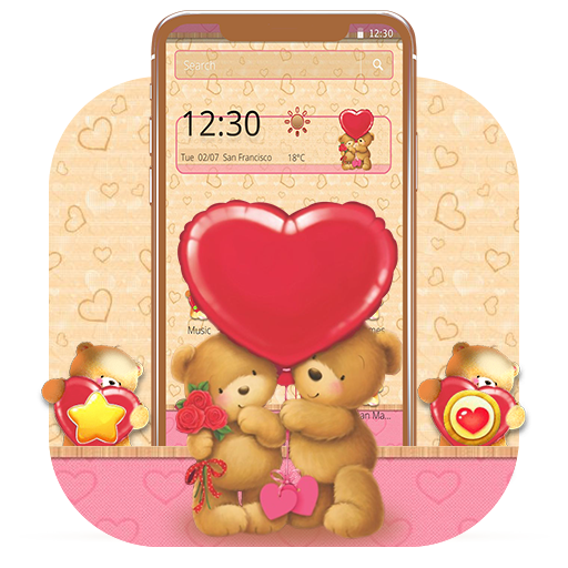 Love Heart Teddy Bear Couple Theme icon