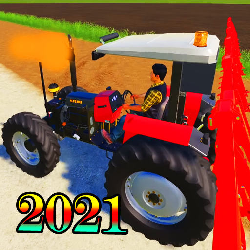 Village Land Modern Tractor And Bull Farm icon