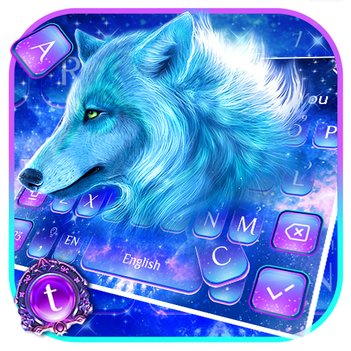 Cyan Neon Wolf Keyboard icon