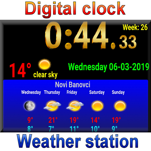 Digital clock weather station icon