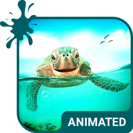 Cute Turtle Animated Keyboard + Live Wallpaper أيقونة
