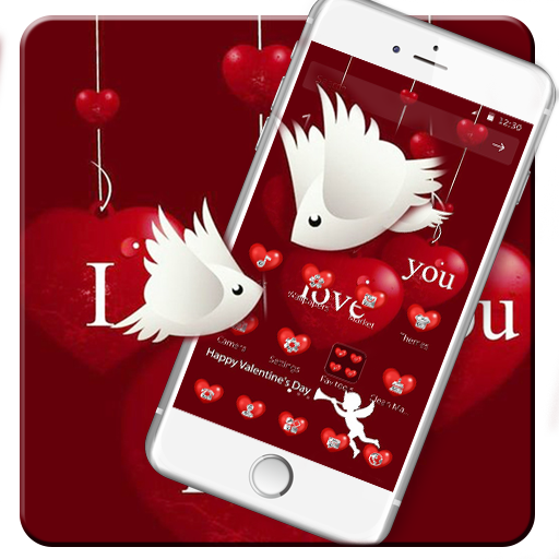 Red Love Heart Bird Couple Theme иконка