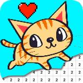 Cat Coloring By Number - Pixel Art