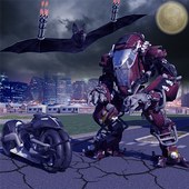 Robot Transforming Flying Bat Attack Robot Games icon