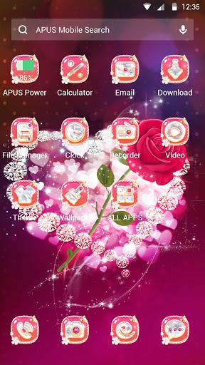Shine Red Heart Rose Love--APUS Launcher theme screenshot 3