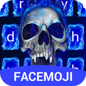 Blue Fire Skull Emoji Keyboard Theme icon