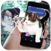 Cat on Screen Funny Joke icon