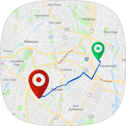 GPS Route Finder   Location sharing icon