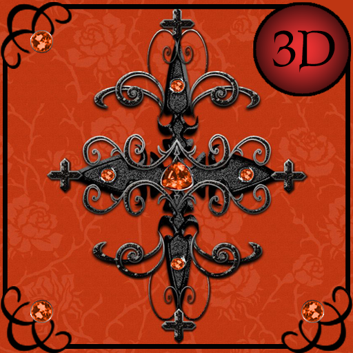 Orange Gothic Cross 3D Next Launcher theme icon