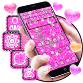 Pink glitter moon theme icon