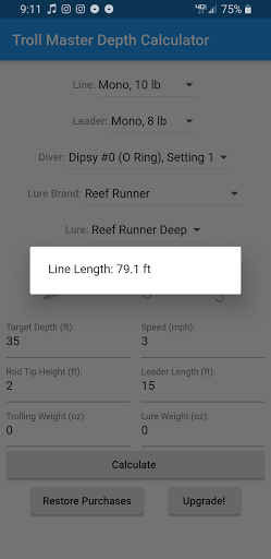 Troll Master Depth Calculator  screenshot 2