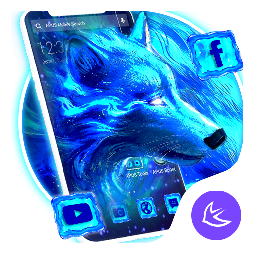 Blue Ice Wolf APUS Launcher theme icon