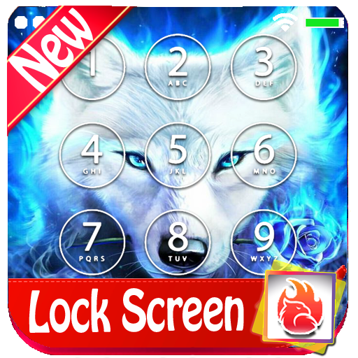 Wolf Lock screen Passcode, Neon Wolf HD Wallpaper icon