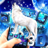 Wolf Galaxy 3D Glass Tech Theme🐺 icon