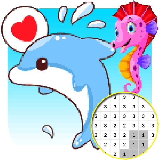 Sea Animals Dolphin And Shark Color By Number icon