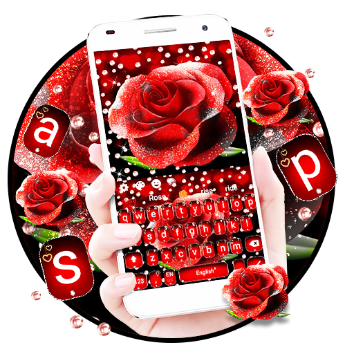 Red Glitter Rose Keyboard Theme icon