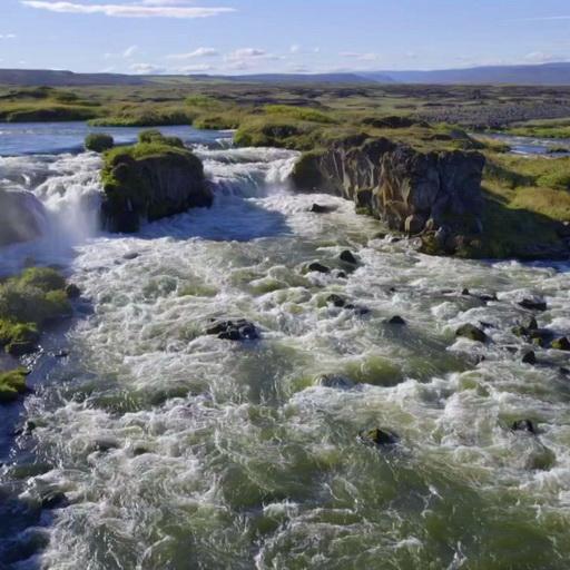 Panorama with waterfall icon