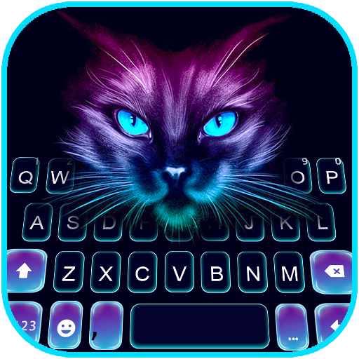 Sneaky Neon Cat Keyboard Background icon