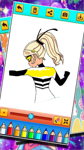 LadyBug coloring the cat: coloring pages screenshot 2