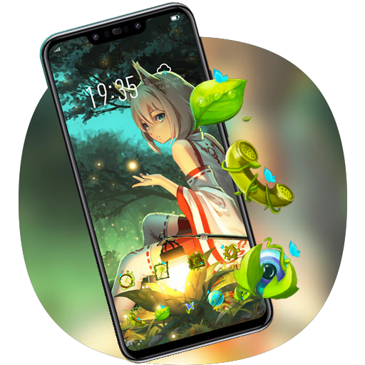 Crystal Fox Girl theme Bright Forest V15 Pro icon