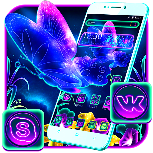 Neon Blue Butterfly Theme icon
