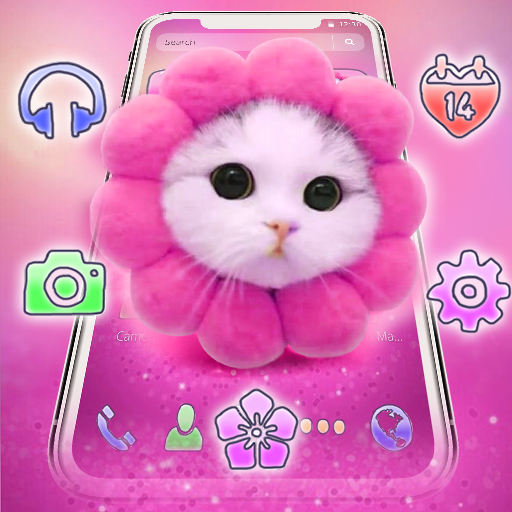 Cute Pink Blossom Cat Theme icon