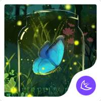 Green glitter firefly forest APUS stylish theme on 9Apps