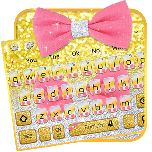 반짝이 핑크색 활 키보드 테마 icon