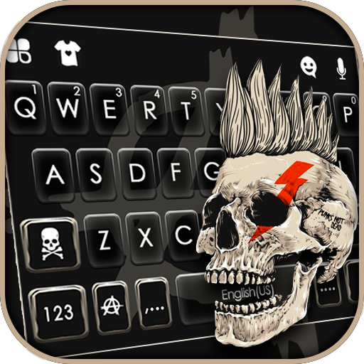 ikon Latar Belakang Keyboard Punk Skull