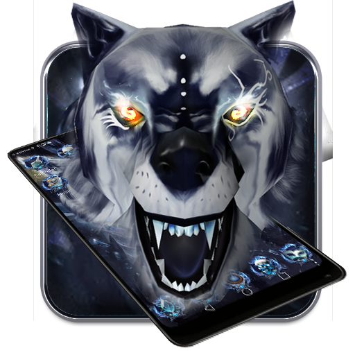 3D White ice wolf theme icon
